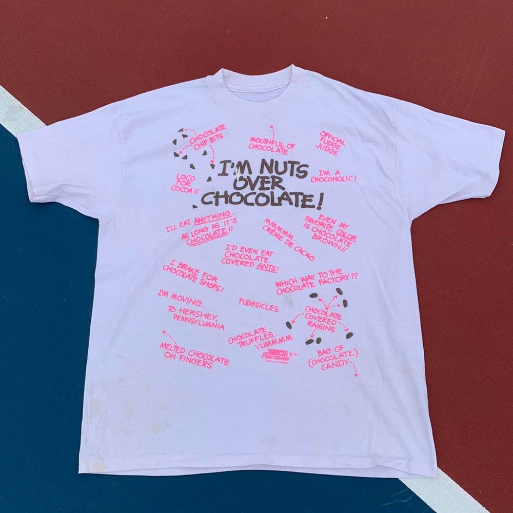 Vintage 1991 I'm Nuts Over Chocolate T-shirt